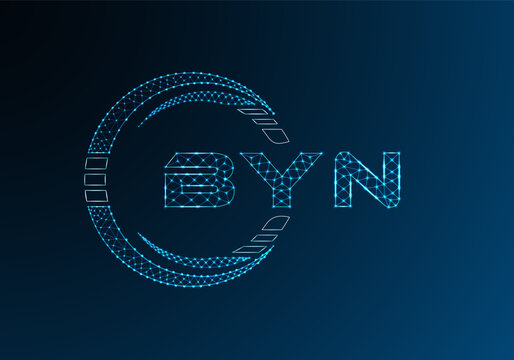 BYN low poly letter logo vector design. BYN lower poly logo design.