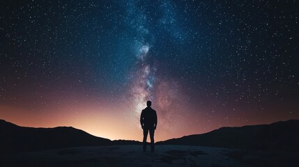 A clear night sky filled with the dazzling, starry expanse of the Milky Way above a desert.