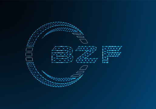 BZF low poly letter logo vector design. BZF lower poly logo design.
