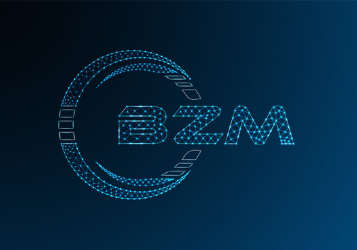 BZM low poly letter logo vector design. BZM lower poly logo design.
