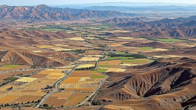An area defined by a mix of arable land and mountainous geography, evidenced by altitude variations and subtle color gradations across the surface.