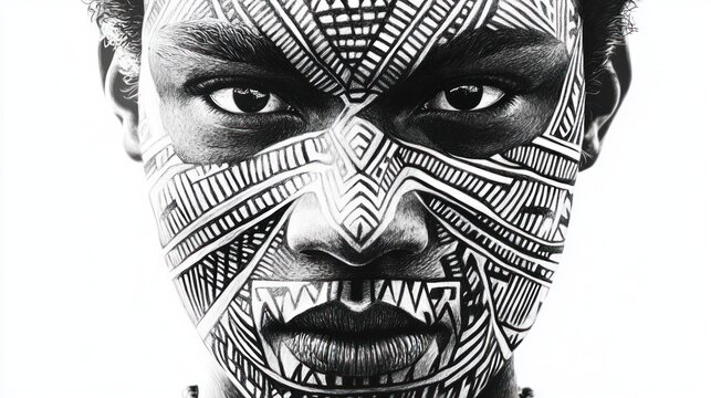 African Tribal Face Art Portrait