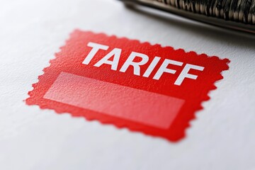 Red stamp displaying tariff notice on a white document used for official purposes