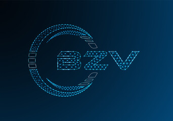BZV low poly letter logo vector design. BZV lower poly logo design.