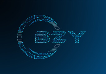 BZY low poly letter logo vector design. BZY lower poly logo design.