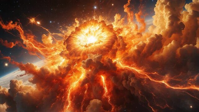 Space Fireball Explosion - Elements of this video Provided by AI