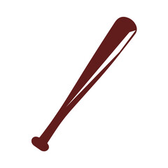 Minimalist Baseball Bat Icon in Bold Maroon on a White Background