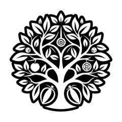 A solid style icon of sacred tree tattoo