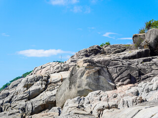 Fototapeta premium Summer travel, mountain with blue sky Asia, the holiday season, which gives natural relaxing feeling. Beautiful natural environment and rest. Travel Thailand, the island in the middle of sky clouds 