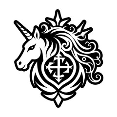 A filled style icon of unicorn symbol