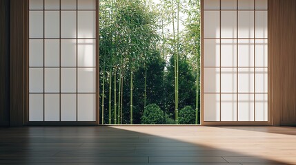 Tranquil bamboo forest escape elegant japanese garden interior nature scene serene environment peaceful viewpoint