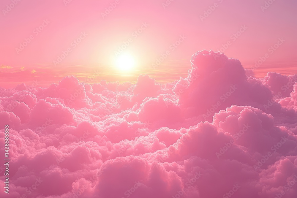 Fototapete Vibrant pink clouds fill the sky during sunset, creating a stunning display of color and light, inviting reflection and tranquility in a peaceful atmosphere