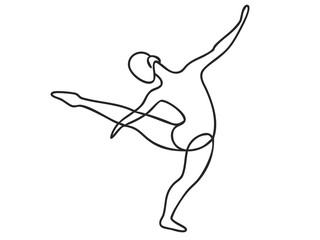 Fluid Single Line Drawing of a Dancer in Motion for Artistic and Expressive Designs