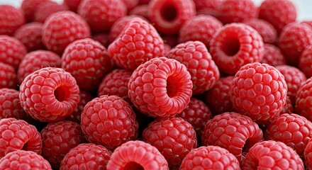 Pile of Fresh Red Raspberries Natural Healthy Food