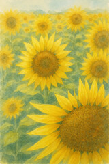 Obraz premium ひまわり16景 ― 表現でめぐる夏の記憶