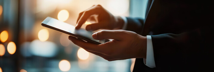 タブレット端末を操作する男性の手元01