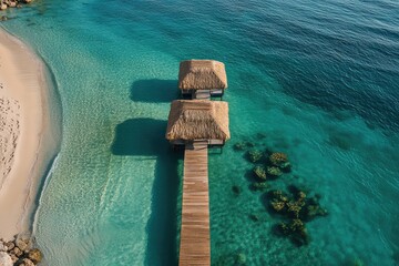 Private beach with clear waters and exclusive cabanas offering exclusivity