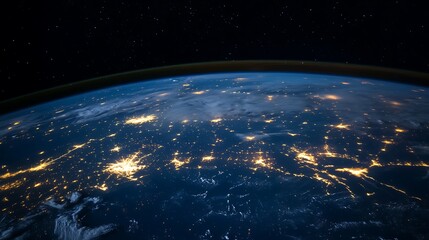 Obraz premium Vast expanse of Earth's illuminated cities from space.