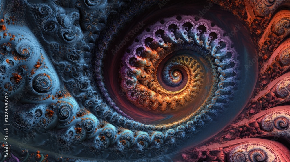 Poster A fractal-inspired abstract vortex with intricate repeating patterns.
