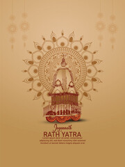 Indian traditional festival happy rath yatra with lord jagannath balabhadra and subhadra