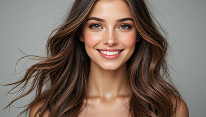 Fototapeta premium Confident Beauty Wallpaper Radiant Smile for Your Digital Background Image