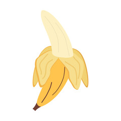 Vector image of a peeled banana on a clean white background. Minimalistic design with clear contours, perfect for packaging, labels, menus or healthy food advertising.