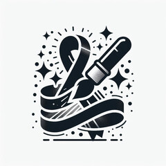Creative Awareness Ribbon Illustration with Hand Painting Brush – Symbol of Support and Hope