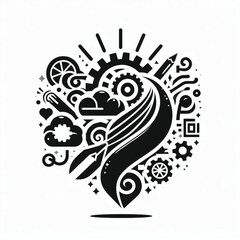 Creative Awareness Ribbon Illustration with Hand Painting Brush &ndash; Symbol of Support and Hope