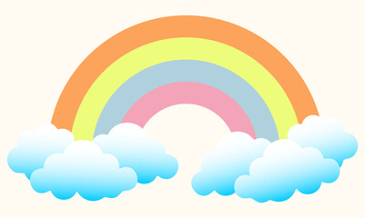 A colorful rainbow arcs across the image with bands of colors
