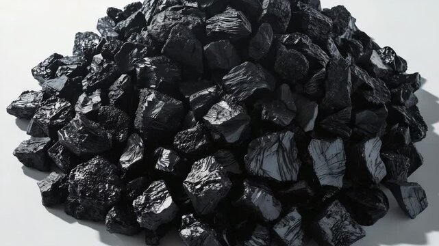 Side view of black coal pile isolated on background