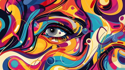 a colorful abstract painting of a woman ' s face