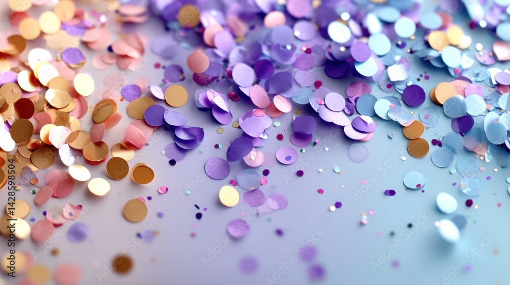 Aufkleber shiny confetti in various colors scattered on a pastel background creating a festive and joyful atmo