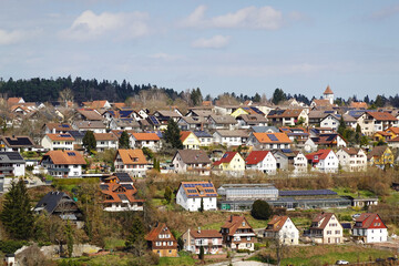 Fototapeta premium The view of Altensteig town, in Calw district, Black forest in Germany