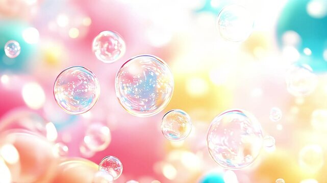 colorful pastel soap bubbles floating dreamy light soft abstract background