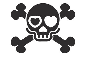 Cartoon Skull and Crossbones Icon for Warning or Danger