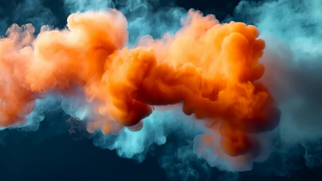 Abstract Smoke and Fire Clouds in a Blue Sky with Bright Light and Texture