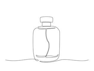 Continuous one line drawing of perfume bottle or dispenser. Fragrance perfume bottle illustration. Editable vector.