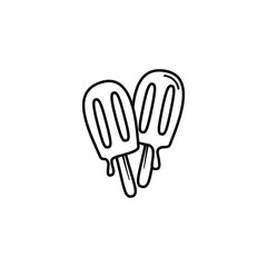 Obraz premium Double Ice Cream Popsicle Outline Illustration