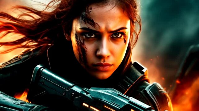 The battle of the future. Science fiction genre. Creepy video clip.