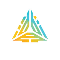 Abstract Geometric Badge with Angular Design on White Background