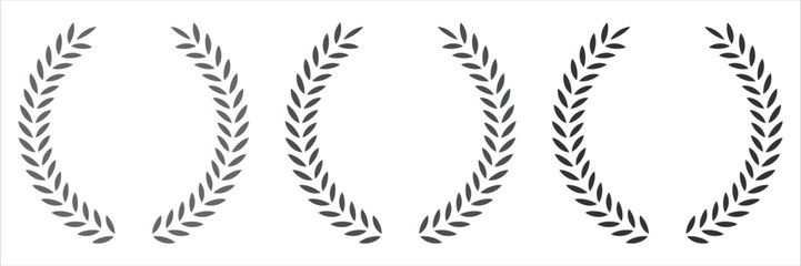 Laurel wreath icon, vector set. Black logo design with wreath laurel. Vector laurels set. Greek olive branch award vector, illustration.