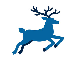 Silhouette of a leaping reindeer in a children's style  