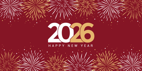 2026 happy new year fireworks celebration background isolated vector illustration