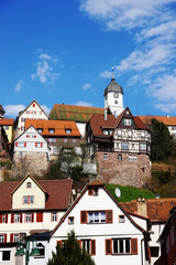 The view of Altensteig town, in Calw district, Black forest in Germany