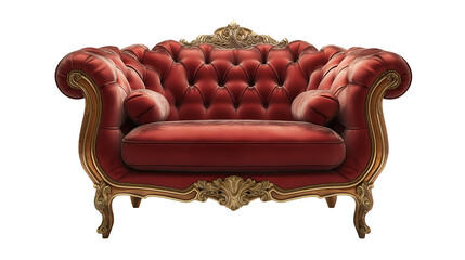 Luxury Red Armchair Baroque Gold Design, Royal Home Decor.