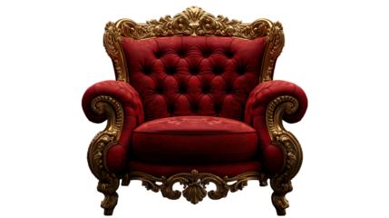 Red Velvet Armchair Baroque Style Luxury, Royal Furniture Design.