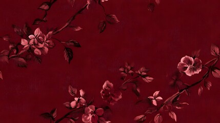 Crimson backdrop showcasing delicate floral design.