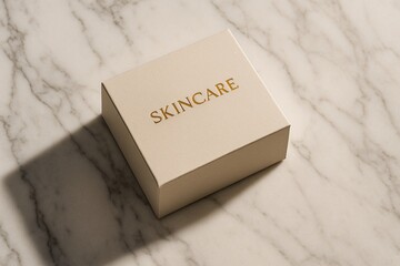 High-End Skincare Box with Gold Foil on Marble – AI generated

