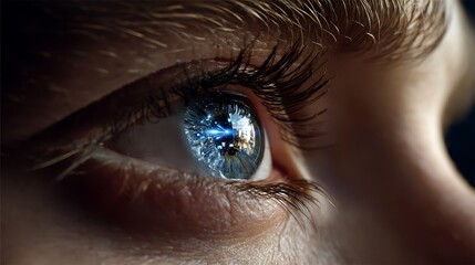 Understanding blue light exposure and digital eye strain from screen light reflection a closeup concept of technology effects