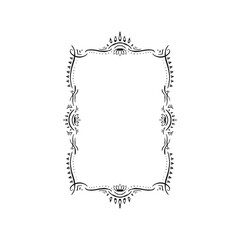 An elegant wild border design for invitations or signage. Black and white illustrated edging. 